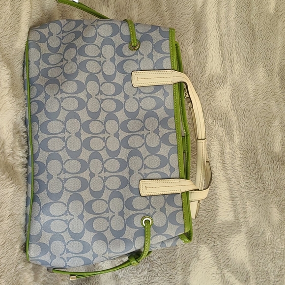 Coach Purse, medium, green/ blue/ cream - Picture 4 of 9